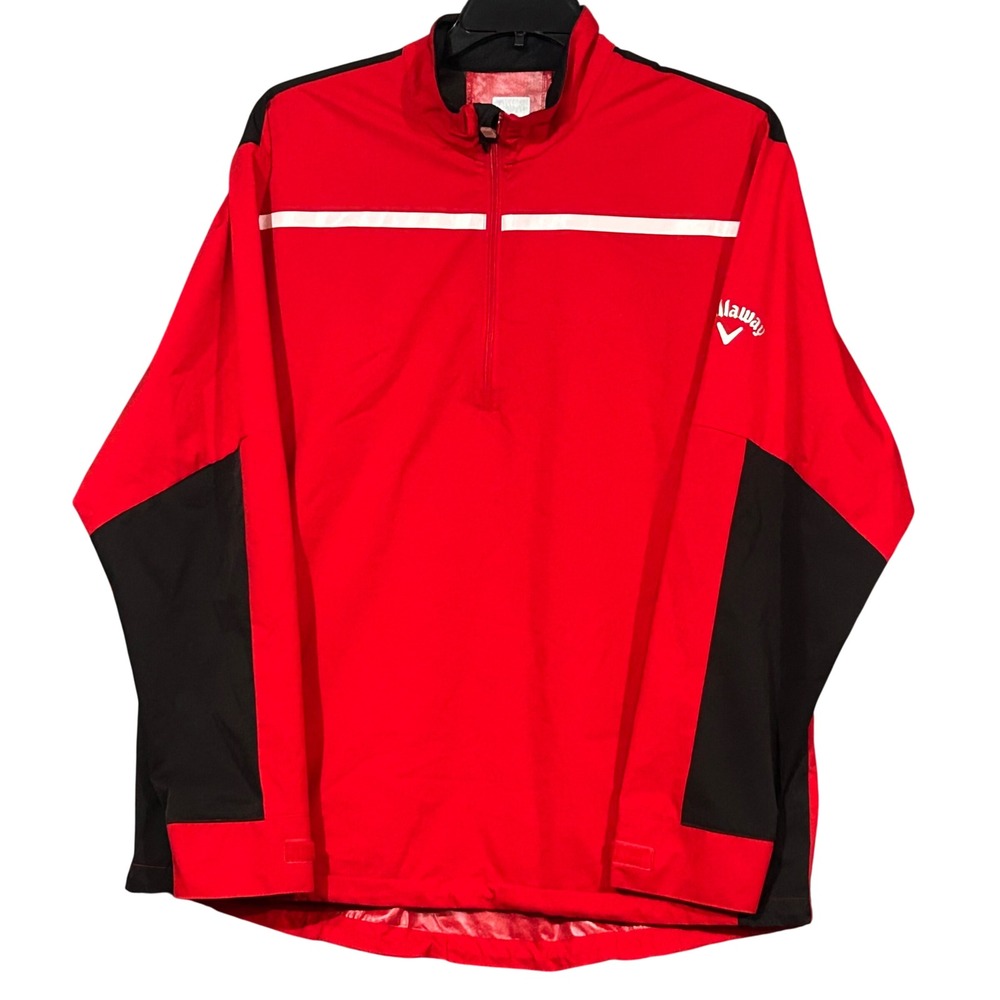 Callaway Weather Series Mens Large Red Black Quarter Zip Golf Pullover Jacket